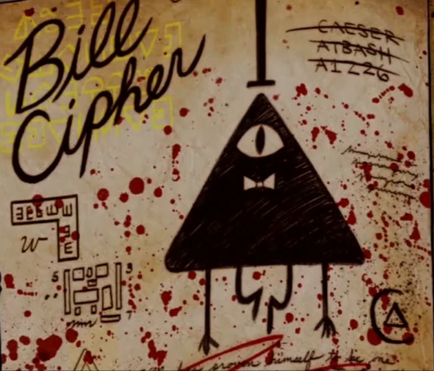 Ominous sketch of Bill Cipher in Journal 3