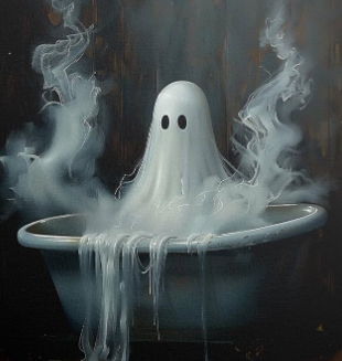 Painting of a Ghost in a Bathtub